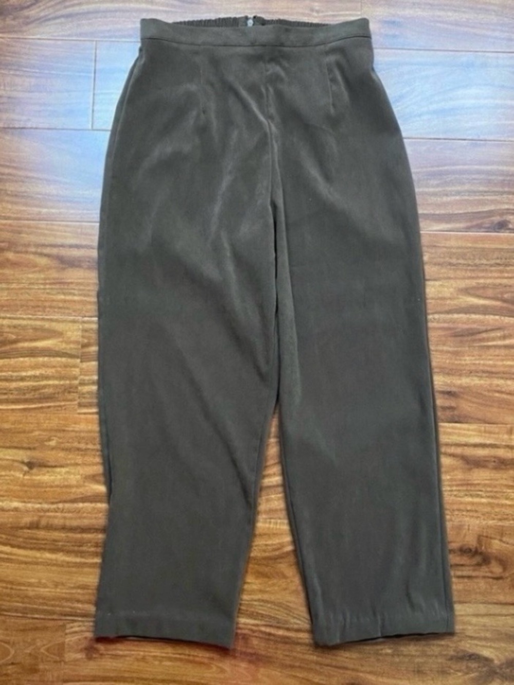 R&K Originals Women's Olive Brown High Waist Crop Pant Size 8 Retro Classic
